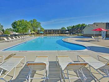 Large outdoor pool and sundeck